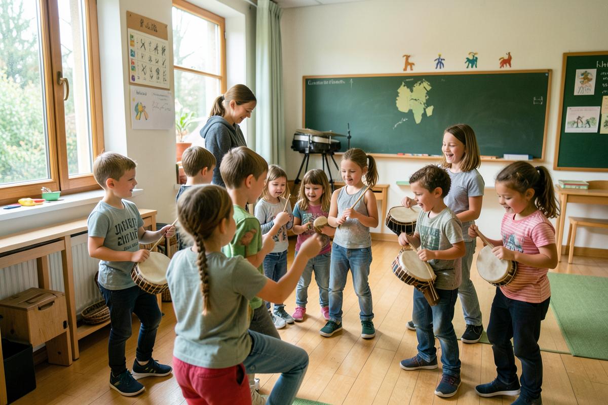 Eltern-Kind-Gruppen in einer Unterrichtssituation
